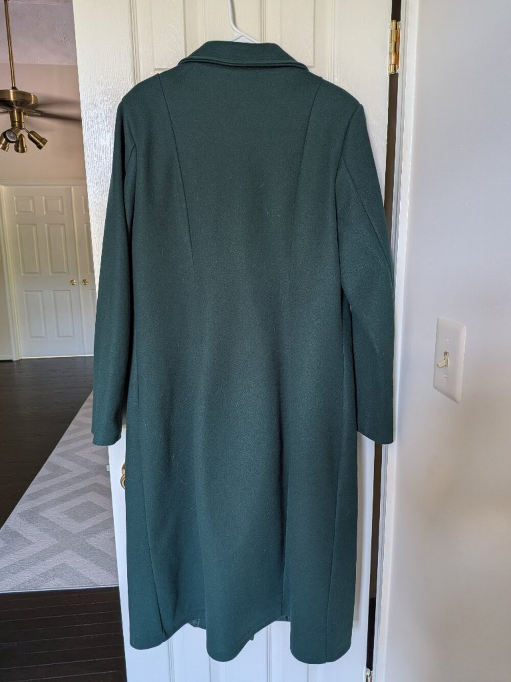 Boohoo Dark Forest Green Double Breasted Longline Duster Coat US 8 - Picture 2 of 5